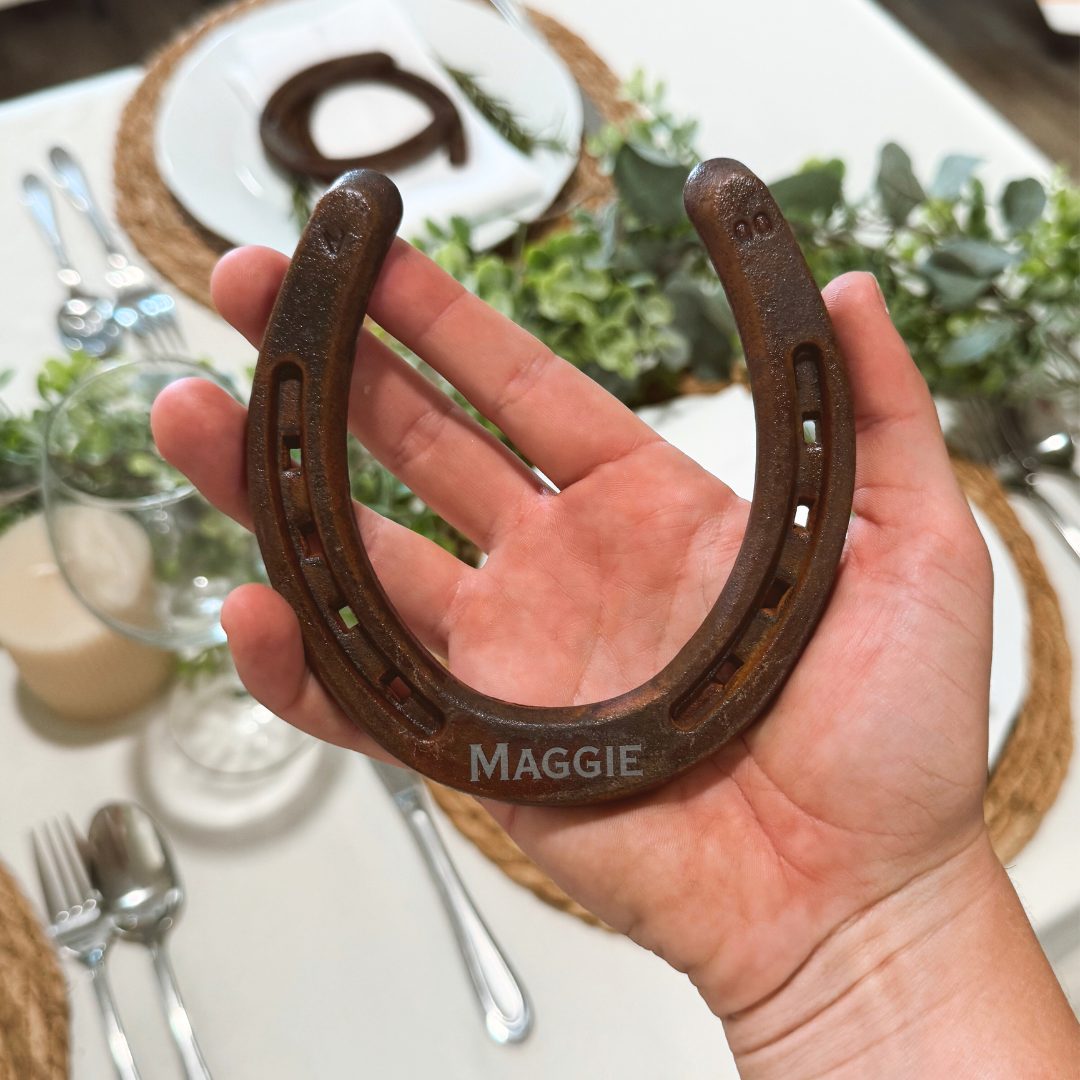 Personalized Horseshoe Wedding Favors - Rusted Finish