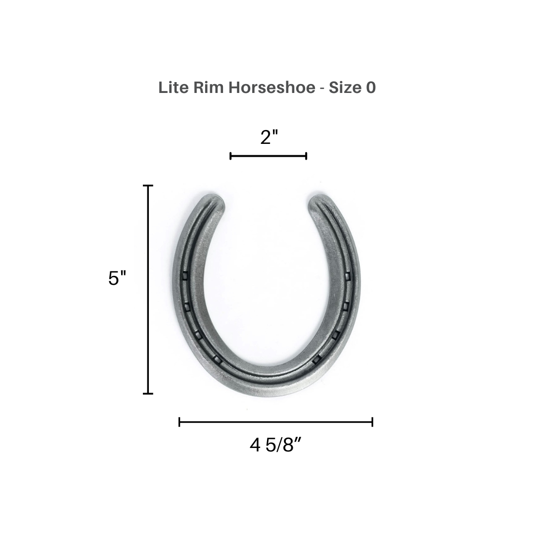 New Steel Horseshoes - Lite Rim Size 0 - Sand Blasted Steel - The Heritage Forge
