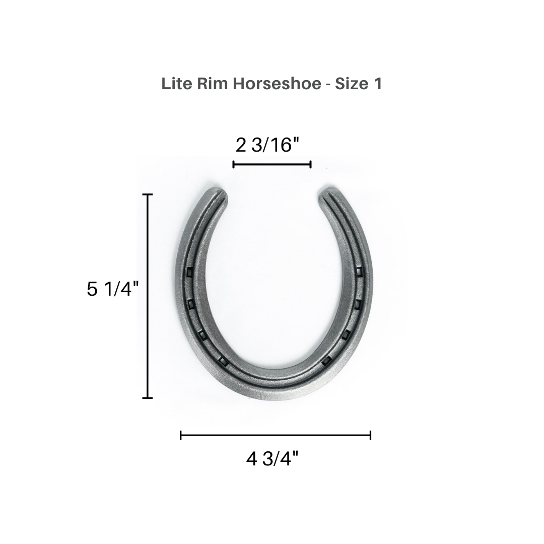 New Steel Horseshoes - Lite Rim Size 1 -Sand Blasted Steel - The Heritage Forge