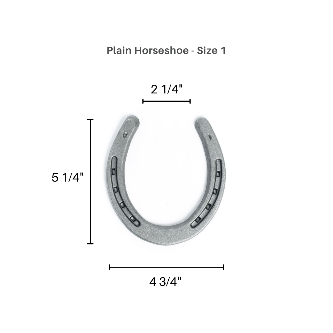 New Steel Horseshoes - Plain Shoe Size 1 - Sand Blasted Steel - The Heritage Forge