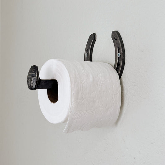 Horseshoe and Railroad Spike Toilet Paper Holder