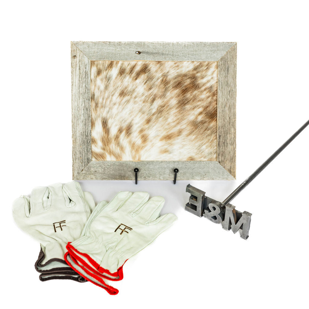 Wedding Branding Ceremony Kit | Cowhide Frame and Custom Monogram Branding Iron