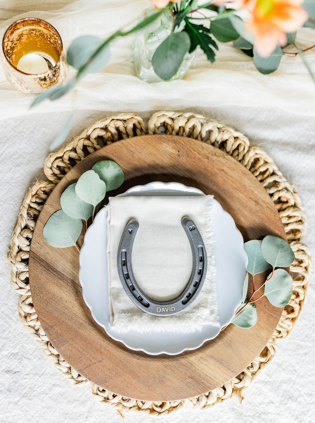 Custom Engraved Horseshoe - Natural Metal Finish