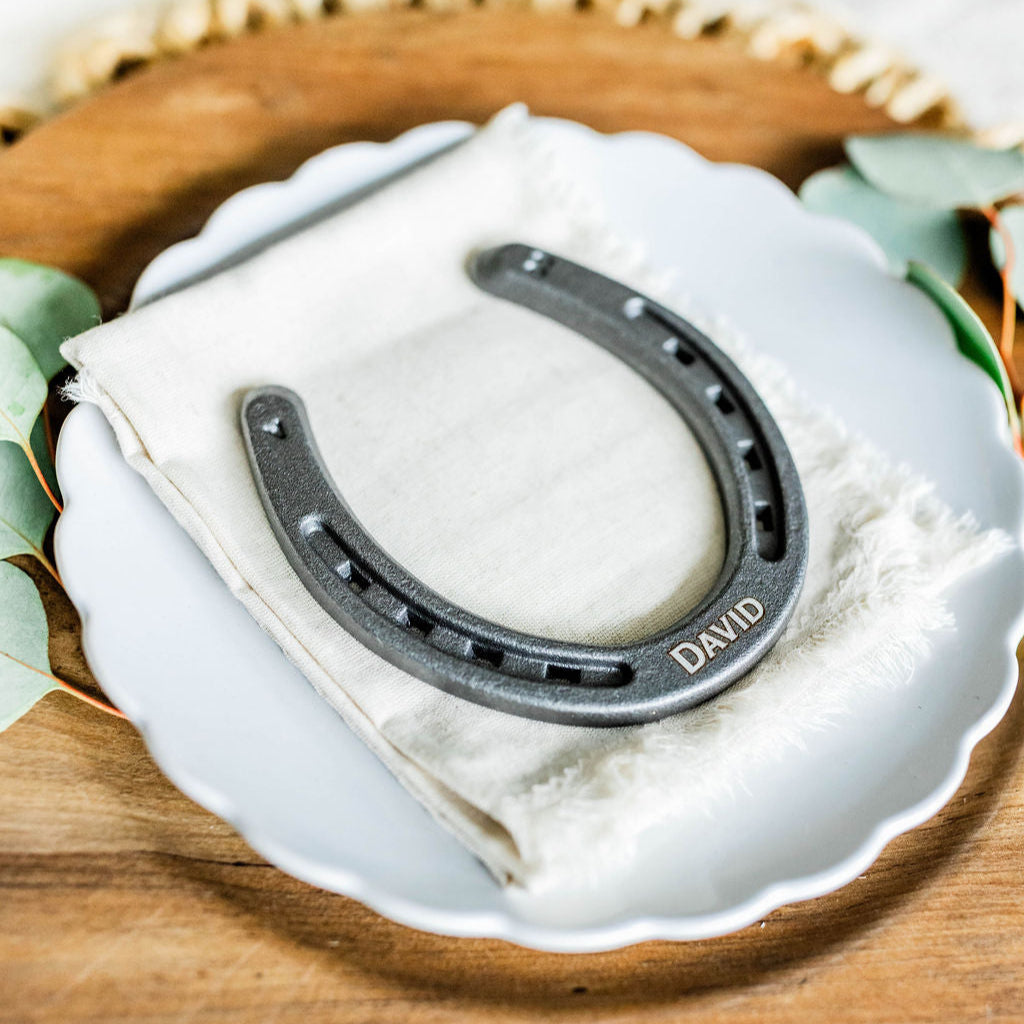 Custom Engraved Horseshoe - Natural Metal Finish