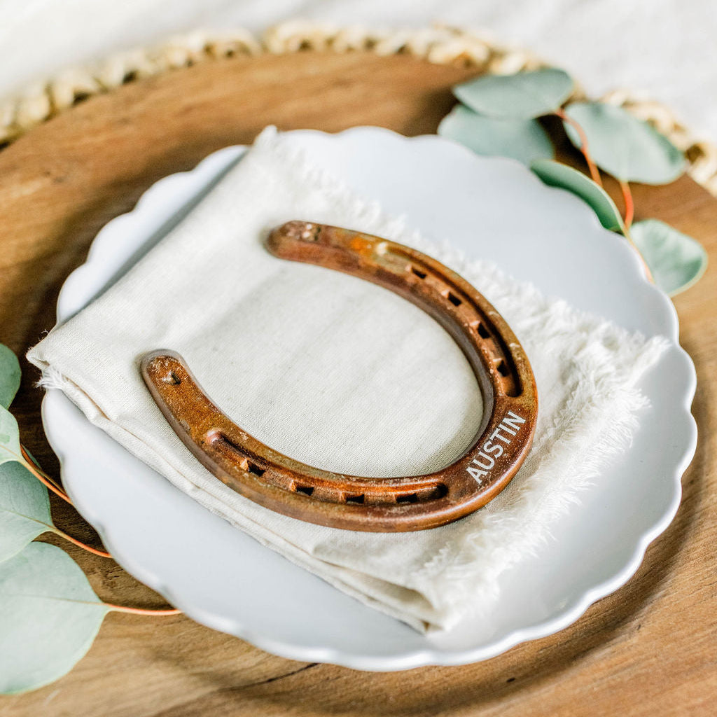 Personalized Lucky Horseshoe - Rusted Finish