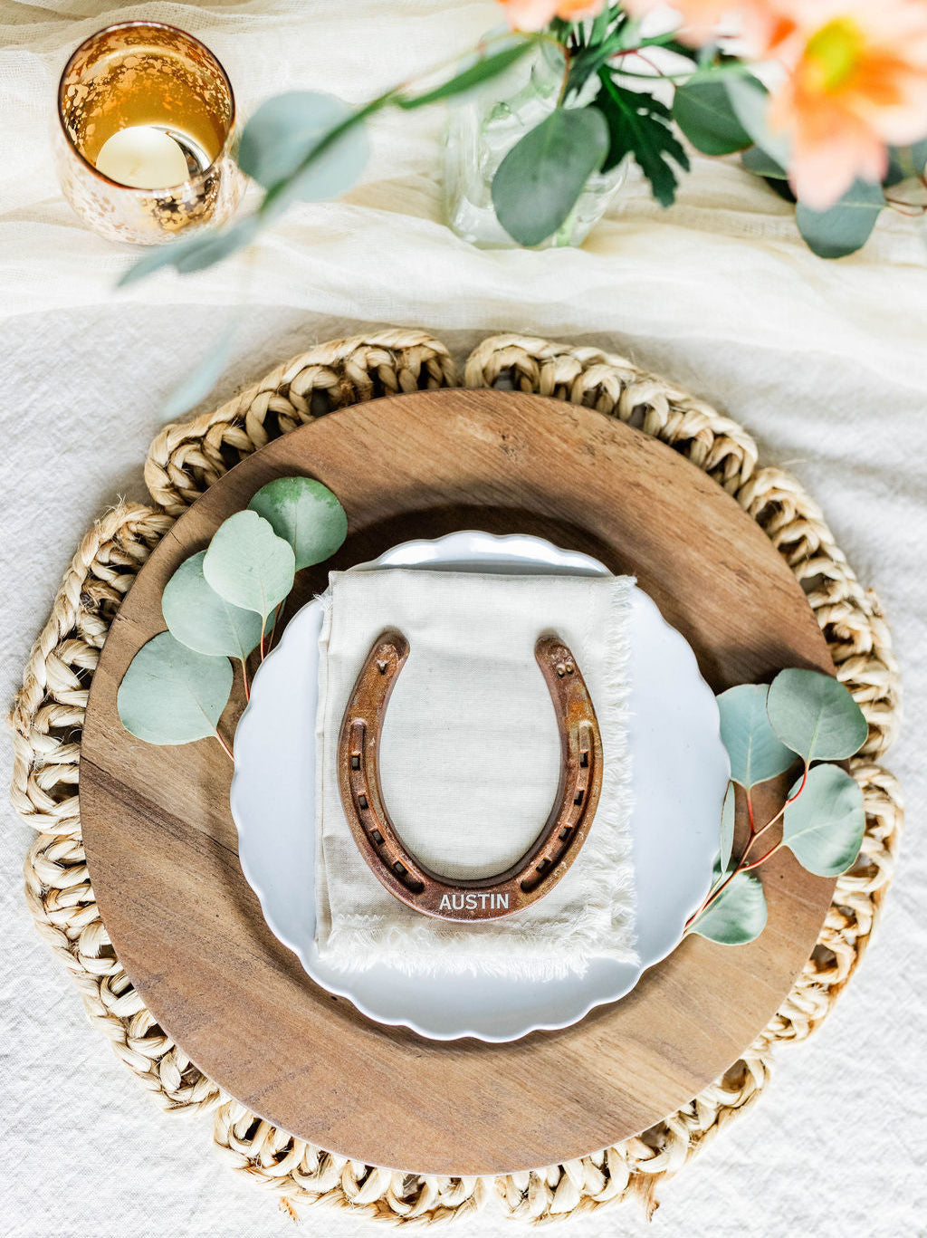 Personalized Lucky Horseshoe - Rusted Finish