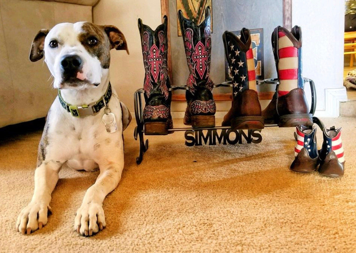 Custom Name Horseshoe Boot Rack - The Heritage Forge