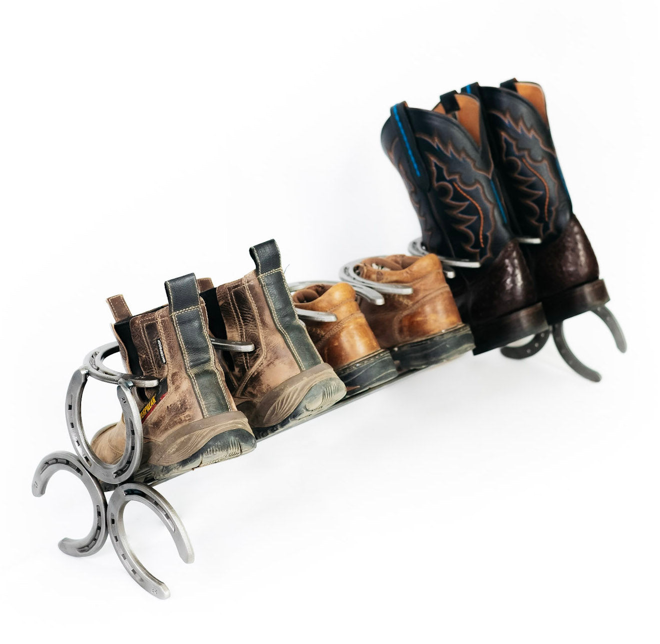 Rustic Horseshoe Boot Rack - 1, 2, 3, or 4 pairs