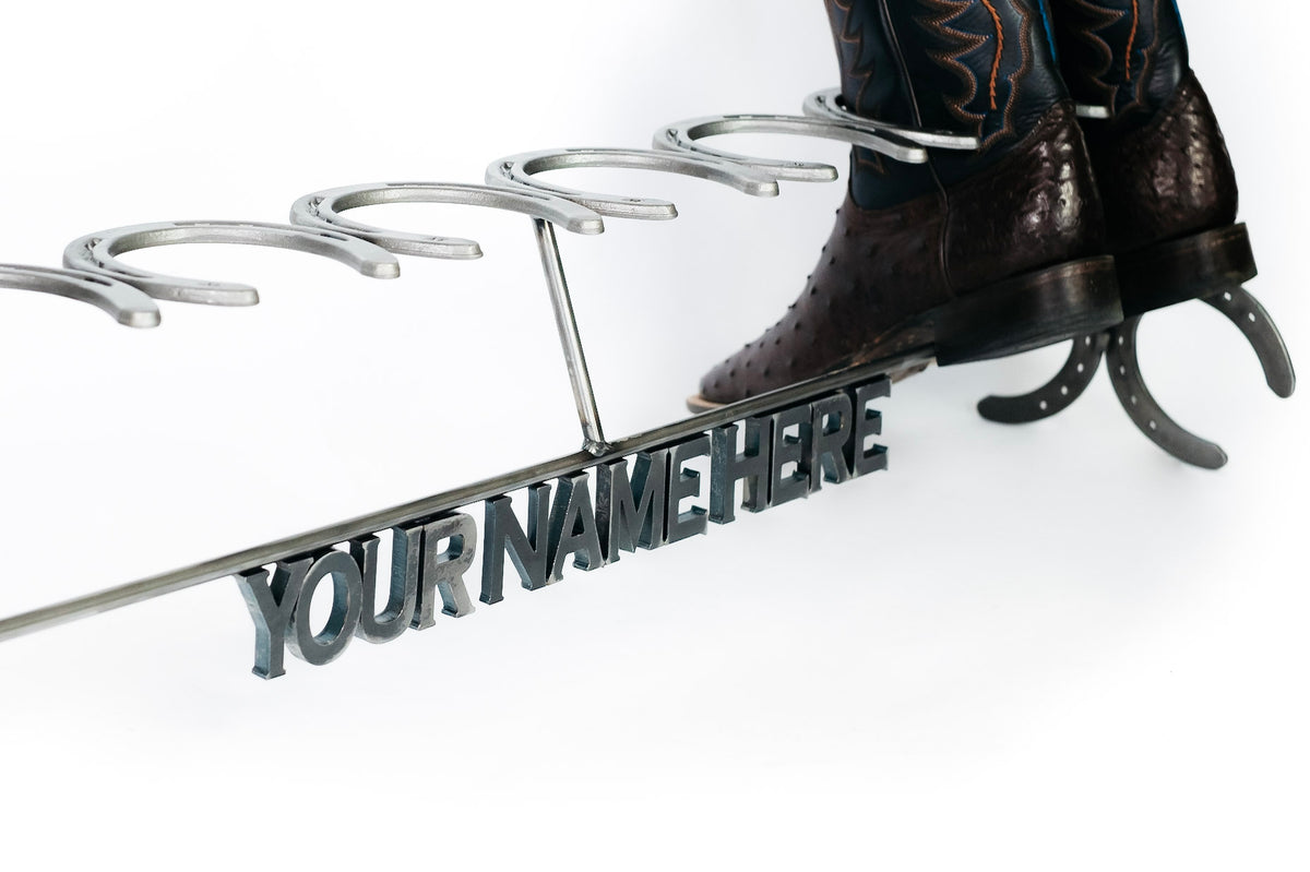 Custom Name Horseshoe Boot Rack The Heritage Forge