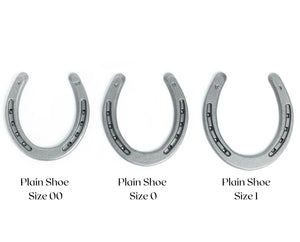 New Steel Horseshoes - Plain Shoe Size 00 - Sand Blasted Steel - The Heritage Forge