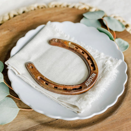 Personalized Horseshoe Wedding Favors - Rusted Finish