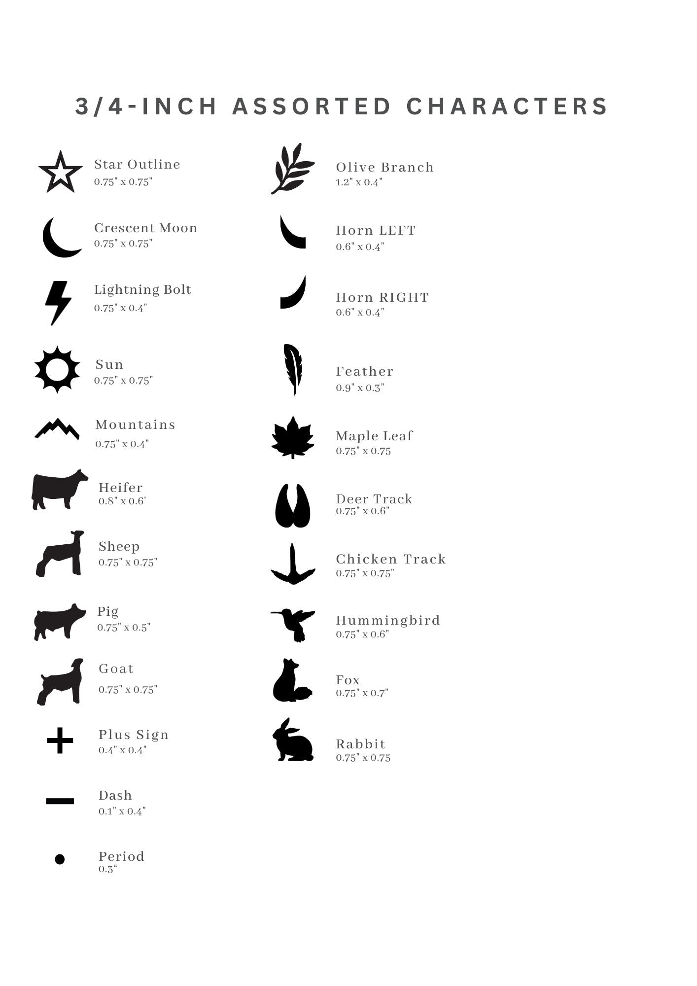 Assorted Characters Mini Branding Irons