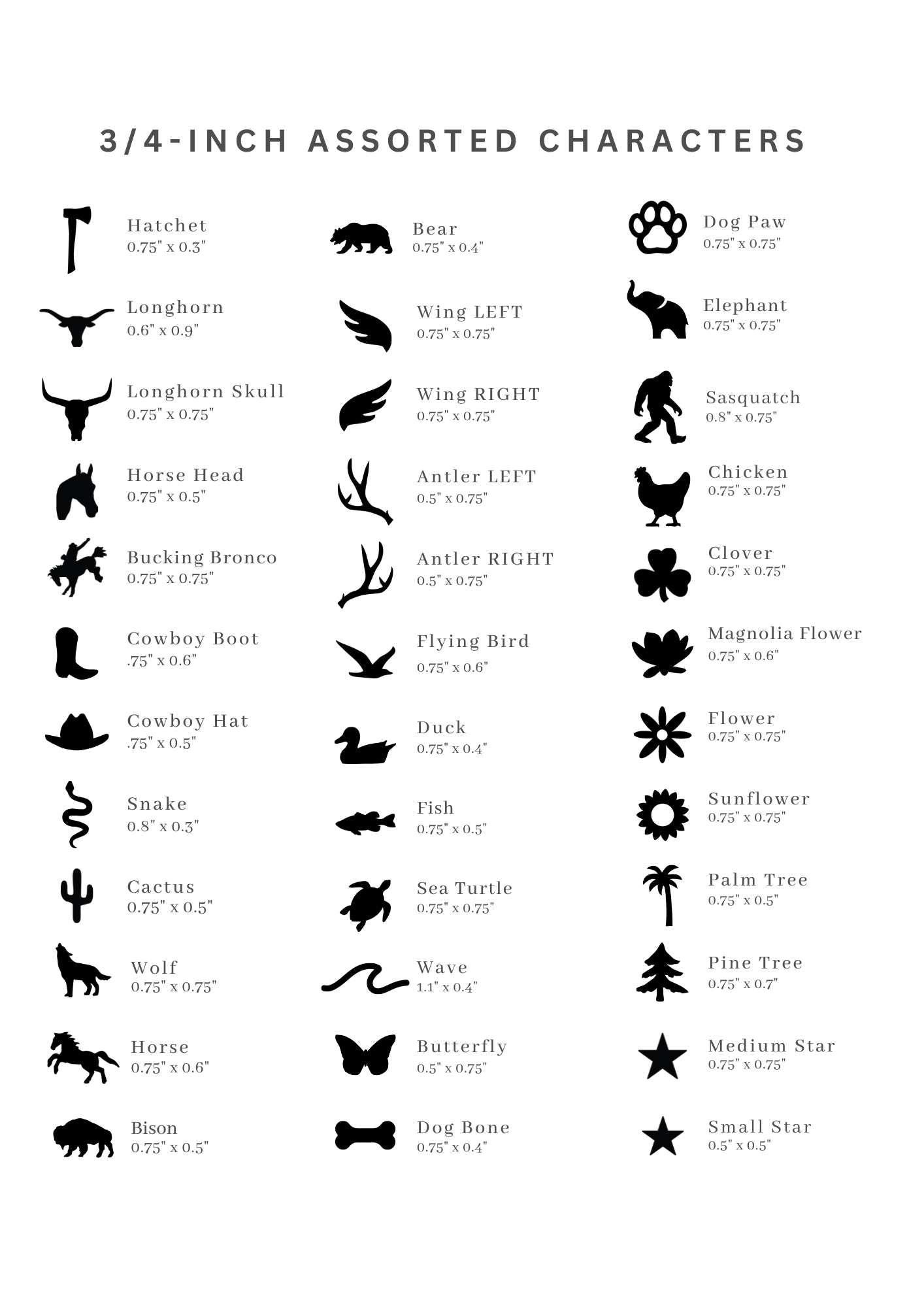 Assorted Characters Mini Branding Irons