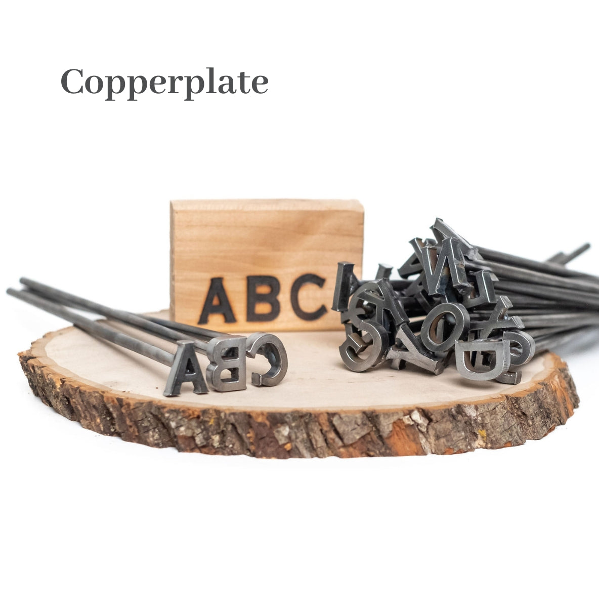 A-Z Alphabet Branding Irons - 3/4" Tall  - 26 Letters - 8" Straight Steel Handles - BBQ, Woodworking, Crafts, Monogram - The Heritage Forge