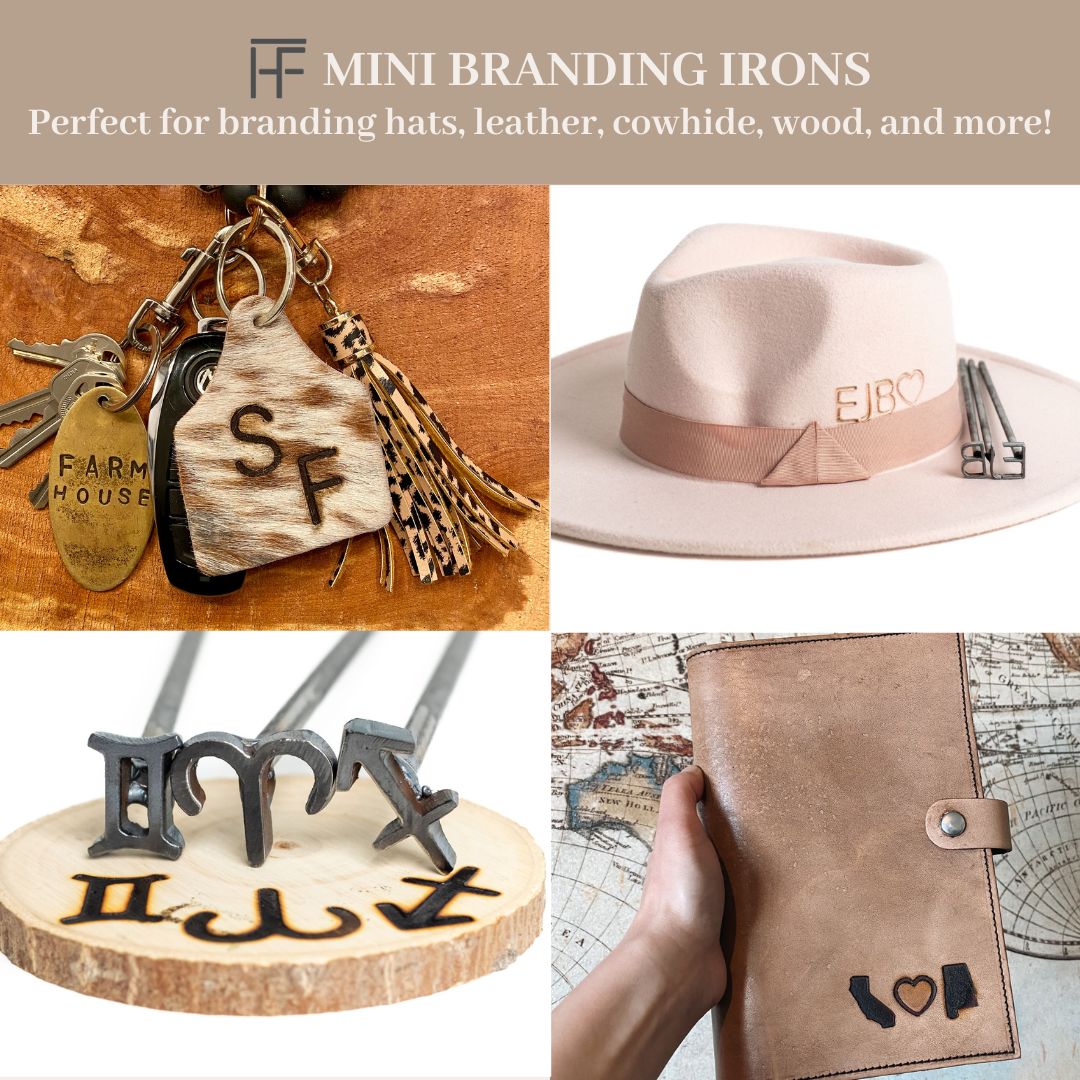 Mini 1" Branding Irons - Assorted Characters - For Branding Hats, Leather, Wood, Felt, Cowhide - The Heritage Forge