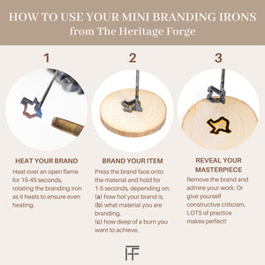 Mini Cow Print Branding Irons - For Branding Hats, Leather, Wood, Felt, Cowhide - The Heritage Forge