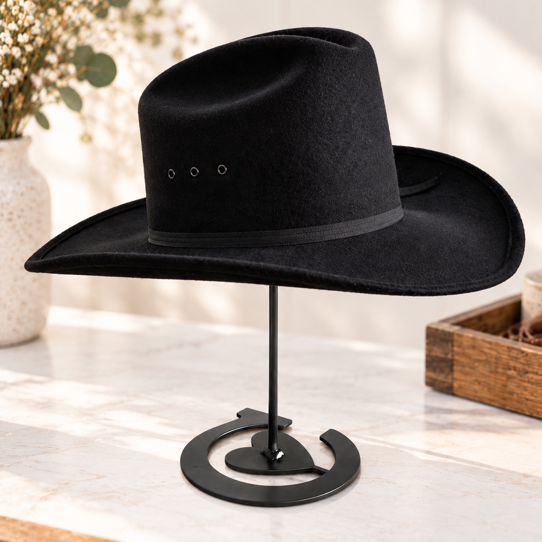 Personalized Metal Cowboy Hat Stand  |  Custom Logo Display for Hat Bar
