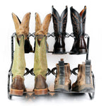 Rustic Double Decker Horseshoe Boot Rack - 4 pairs - The Heritage Forge