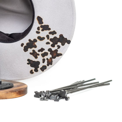 Mini Cow Print Branding Irons - For Branding Hats, Leather, Wood, Felt, Cowhide - The Heritage Forge