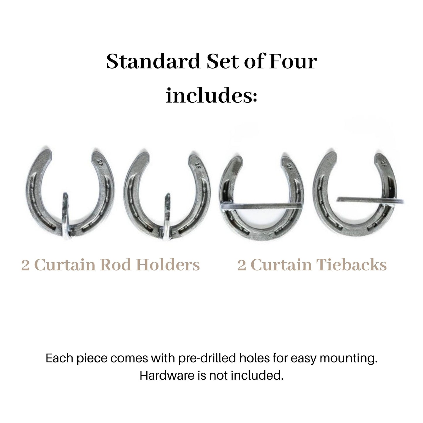 Horseshoe Curtain Rod Holder and Curtain Tie Back Set
