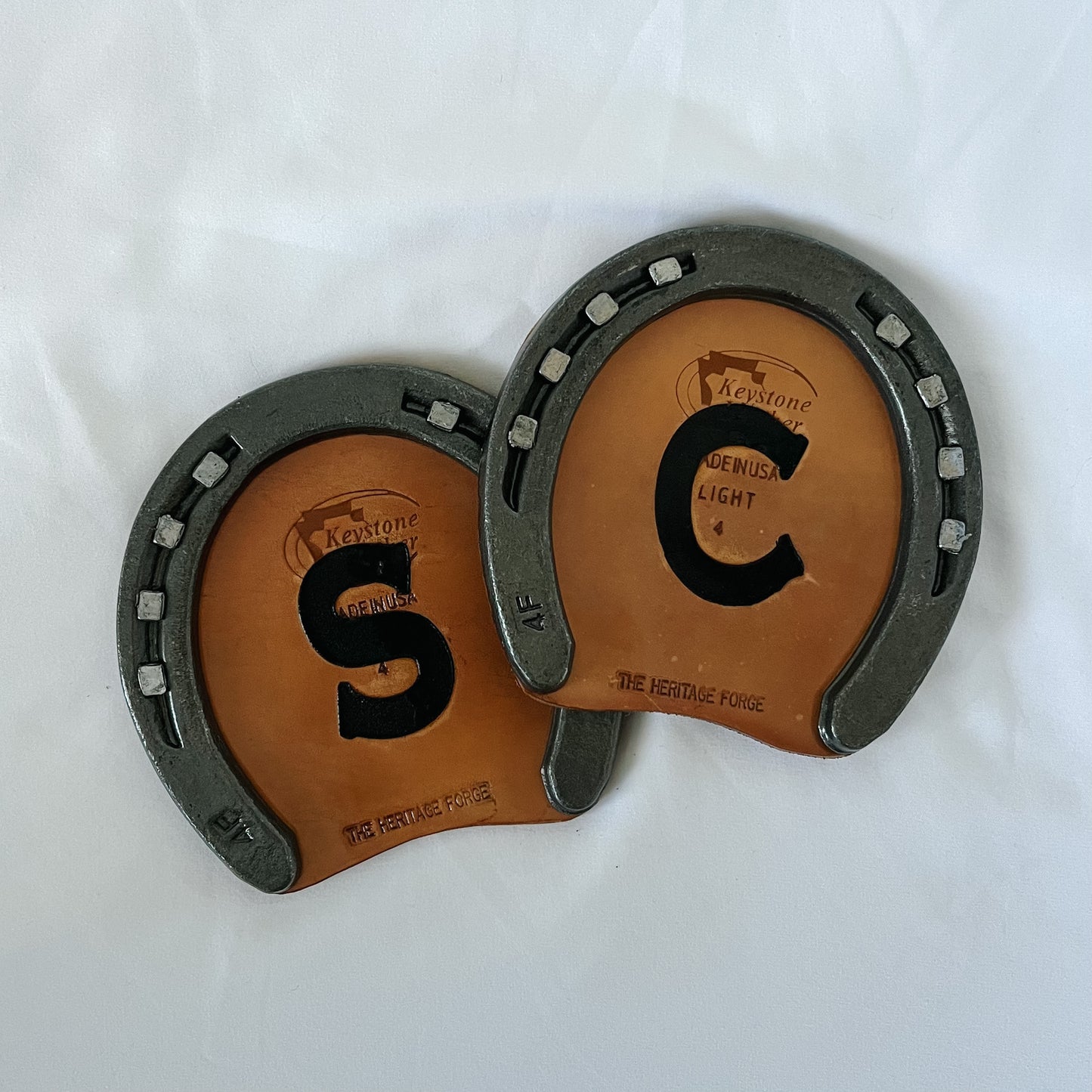 Personalized Horseshoe Drink Coaster with Branded Leather - The Heritage Forge