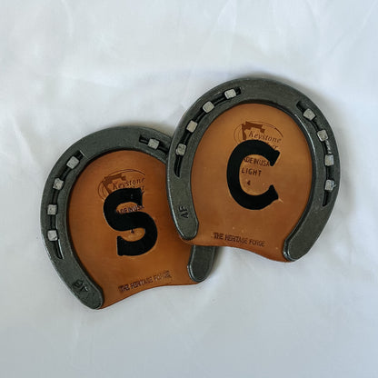 Personalized Horseshoe Drink Coaster with Branded Leather - The Heritage Forge