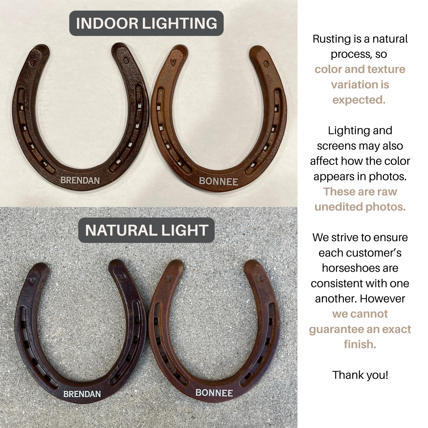 Personalized Horseshoe Wedding Favors - Rusted Finish