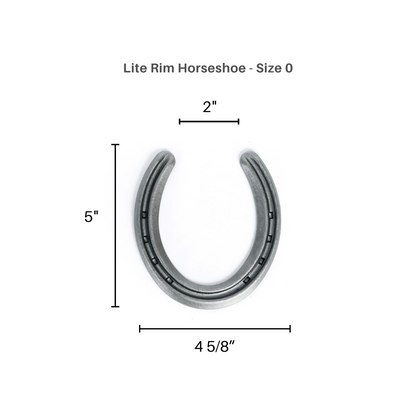 New Steel Horseshoes - Lite Rim Size 0 - Sand Blasted Steel - The Heritage Forge