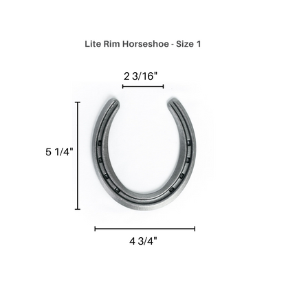 New Steel Horseshoes - Lite Rim Size 1 -Sand Blasted Steel - The Heritage Forge