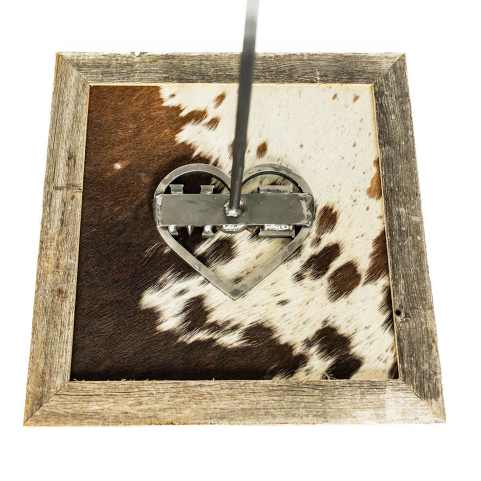 Wedding Branding Ceremony Kit | Cowhide Frame and Custom Heart Monogram Branding Iron