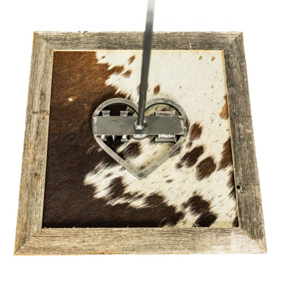 Wedding Branding Ceremony Kit | Cowhide Frame and Custom Heart Monogram Branding Iron