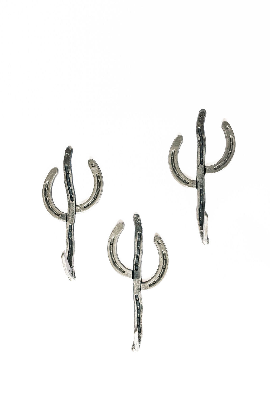 Rustic Horseshoe Cactus Hanger Hooks - Set of 3
