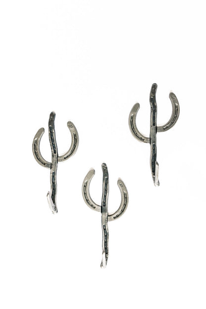 Rustic Horseshoe Cactus Hanger Hooks - Set of 3