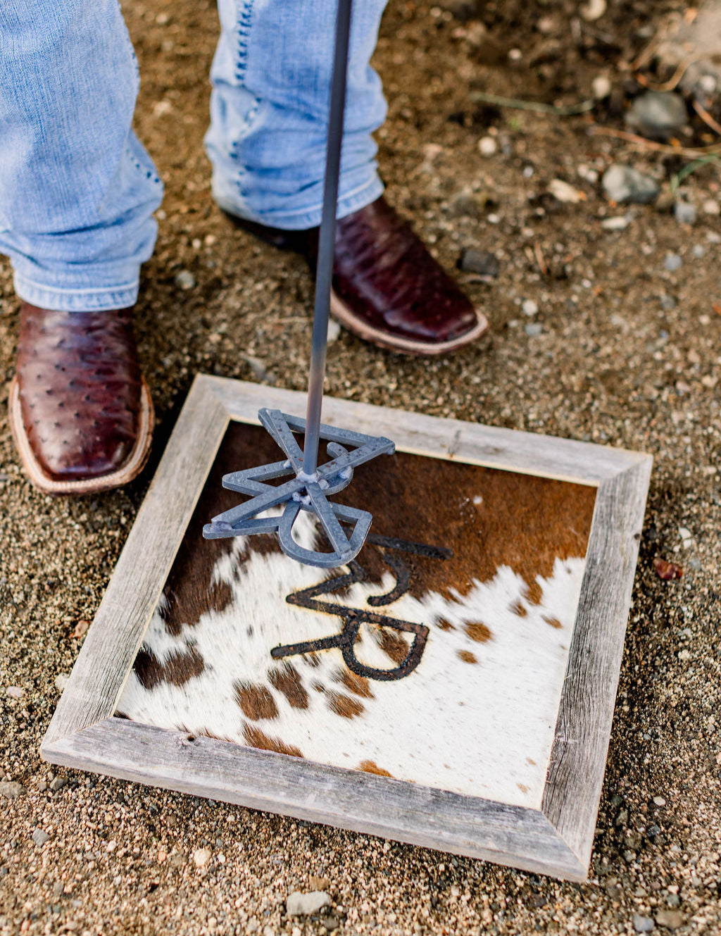 Wedding Branding Ceremony Kit | Cowhide Frame and Custom Branding Iron