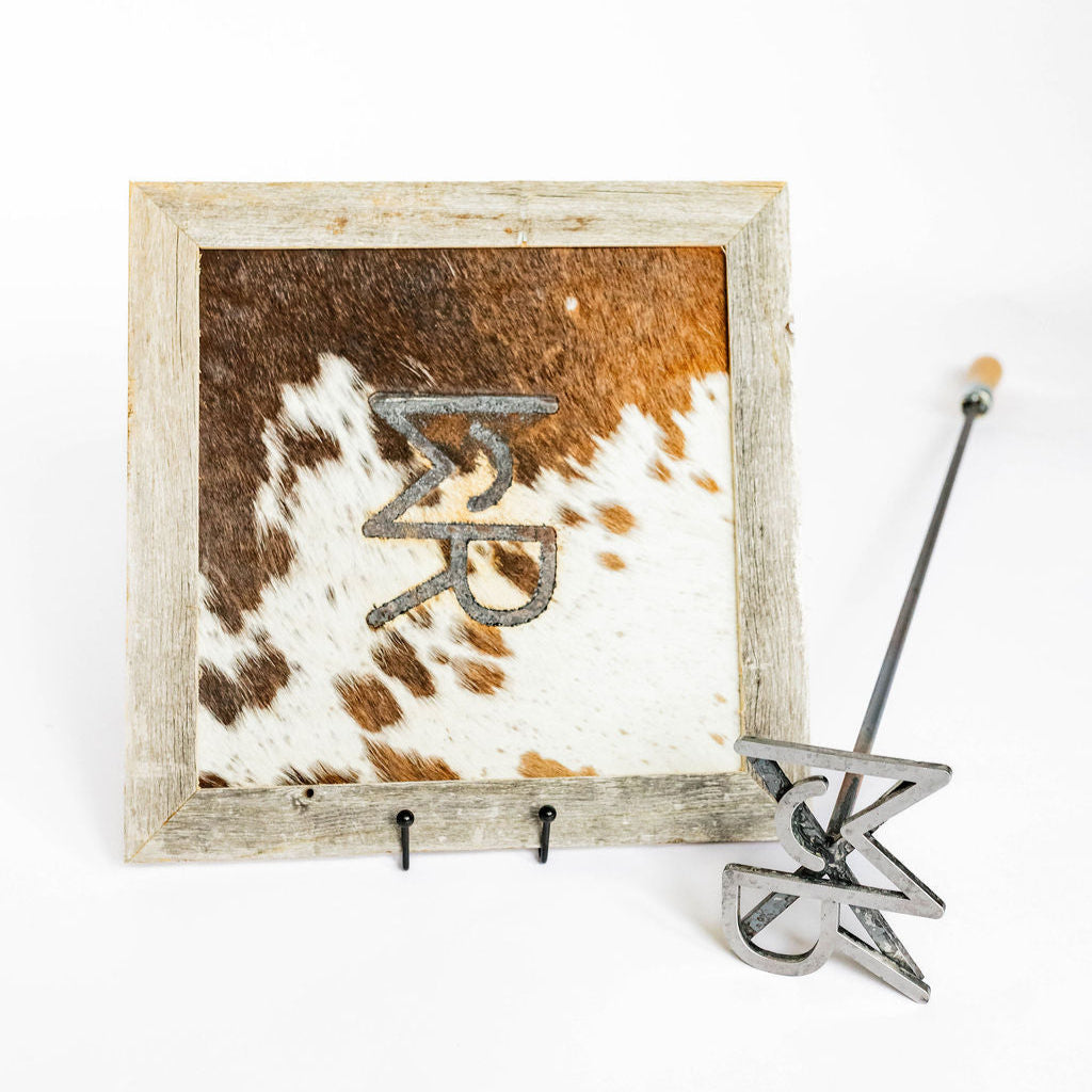 Wedding Branding Ceremony Kit | Cowhide Frame and Custom Branding Iron