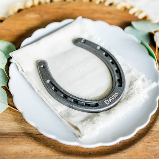 Personalized Horseshoe Wedding Favors - Sealed Natural Metal Finish