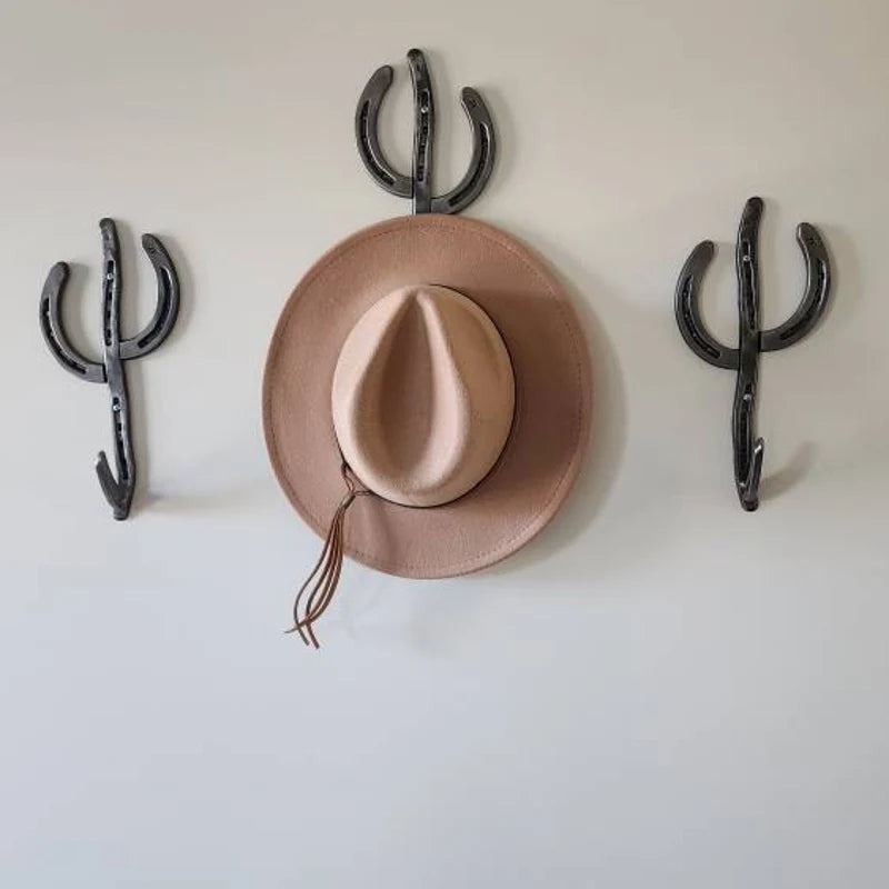 Rustic Horseshoe Cactus Hanger Hooks - Set of 3