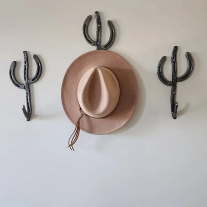 Rustic Horseshoe Cactus Hanger Hooks - Set of 3