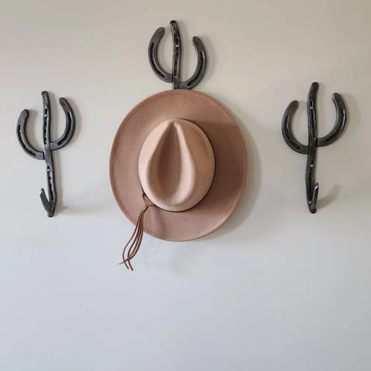 Rustic Horseshoe Cactus Hanger Hooks - Set of 3