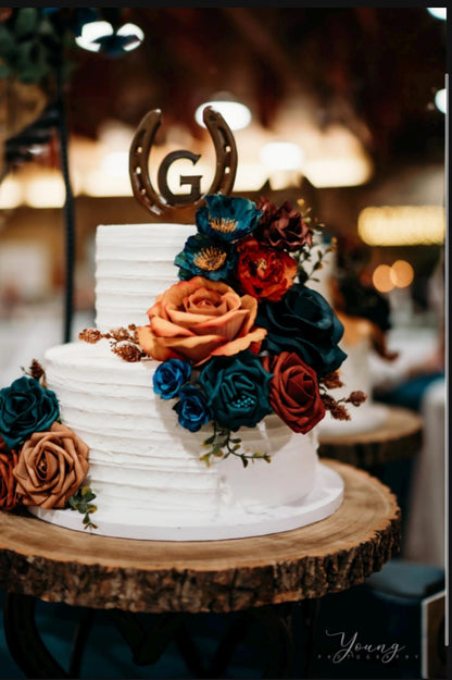 Custom Horseshoe Cake Topper with Initial - Cowboy Wedding