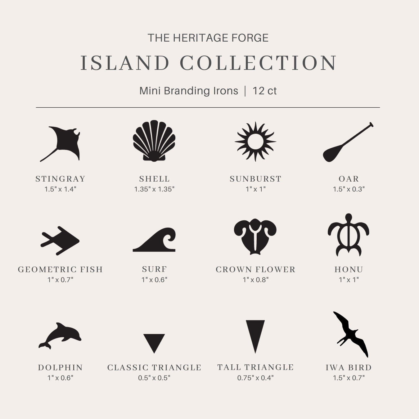 Mini Branding Irons - Island Collection - 12 ct
