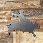 The Heritage Forge Rustic Home, Cowboy Riding Bull Sign 14 x 12, Farmhouse, Metal Words, Kitchen Wall Decor, Home Decor, Farmhouse Sign, Motivational