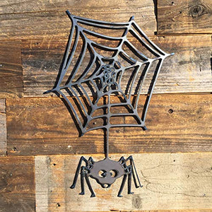 The Heritage Forge Rustic Home, Spider and Web Sign 16 x 12, Farmhouse, Metal Words, Holiday Wall Decor, Home Decor, Farmhouse Sign, Halloween