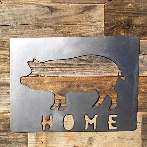 The Heritage Forge Rustic Home, Pig and Home Ranch Sign 21 x 18, Farmhouse, Metal Words, Kitchen Wall Decor, Home Decor, Farmhouse Sign, Motivational