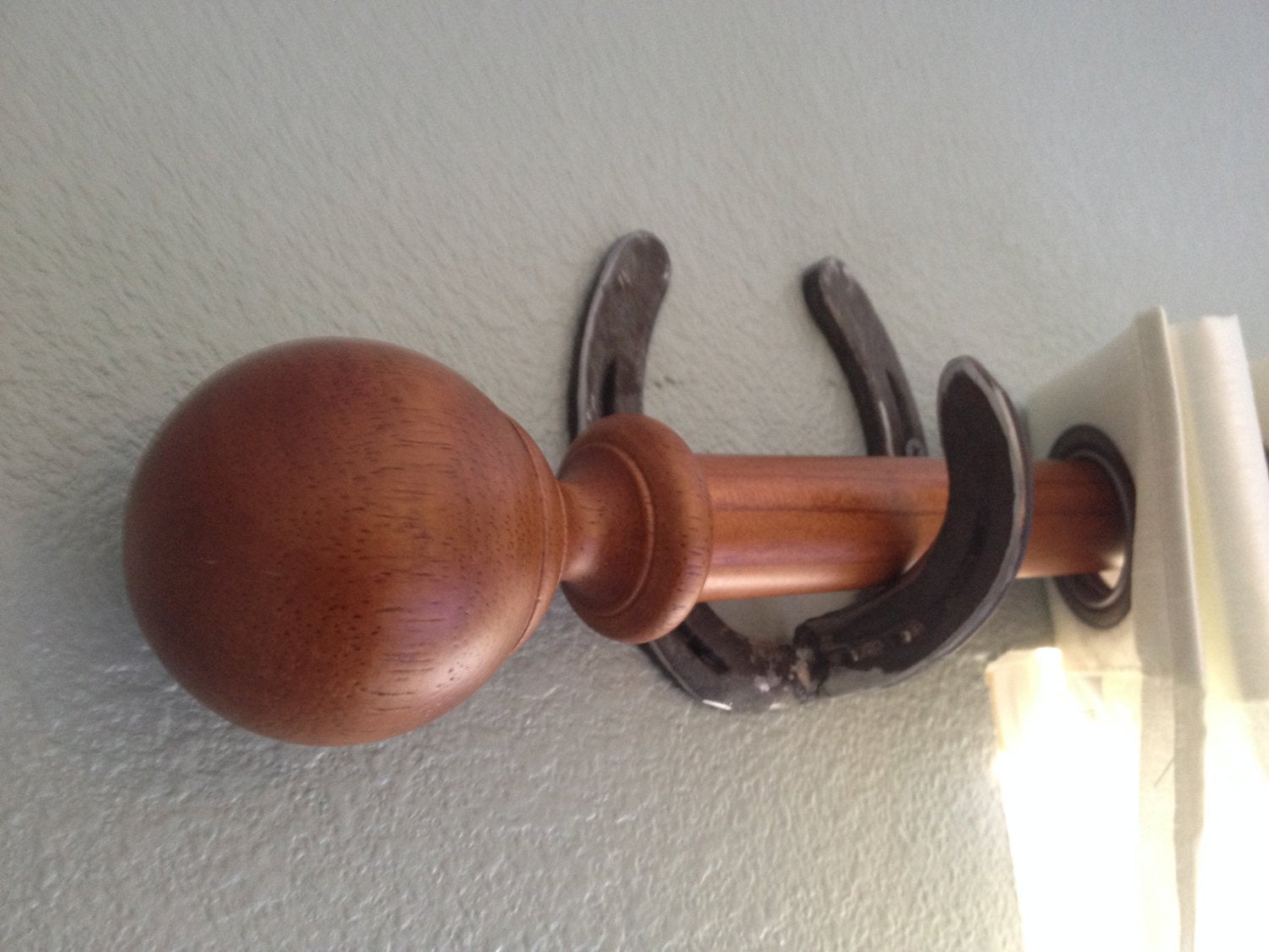 Rustic Horseshoe Curtain Rod Holder and Curtain Tie Back Set - The Her –  The Heritage Forge