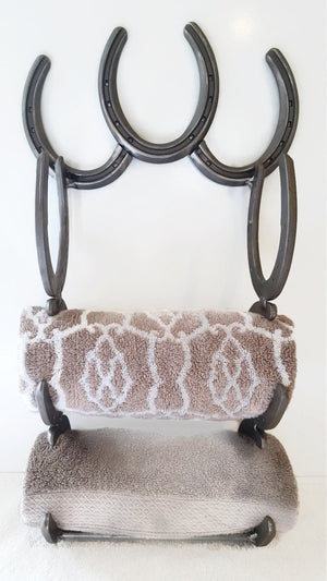 Rustic Horseshoe Towel Holder and Hanger - The Heritage Forge