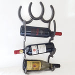 Rustic Horseshoe Wine Bottle Holder - 3 Bottles - The Heritage Forge