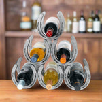 Horseshoe Wine Bottle Holder - 6 Bottles - Handmade Rustic Farmhouse Decor - The Heritage Forge