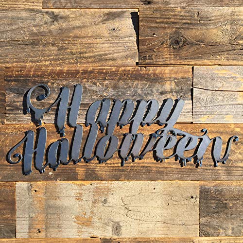 The Heritage Forge Rustic Home, Dripping Happy Halloween 20 x 8, Farmhouse, Metal Words, Holiday Wall Decor, Home Decor, Farmhouse Sign, Halloween