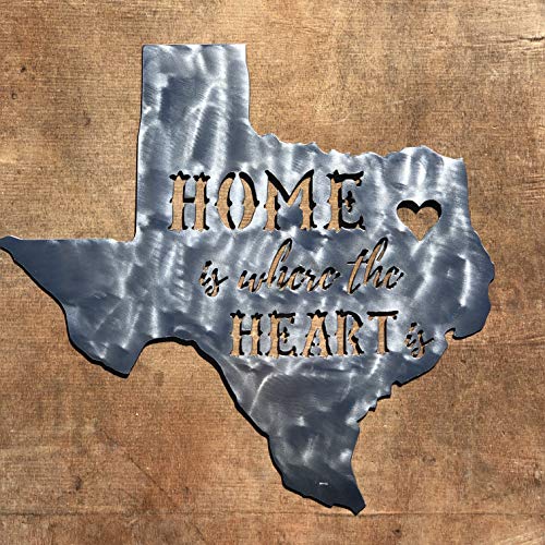 Rustic Home,Texas Home is The Where Heart is - 18 x 18, Motivational, Metal Words, Kitchen Wall Decor, Home Decor, Farmhouse Sign, Motivational